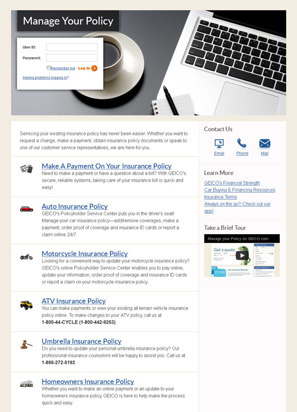 GEICO.com 2012 Redesign - Index Page