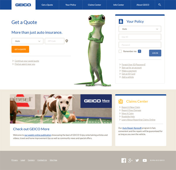 GEICO.com 2014 Redesign - Homepage