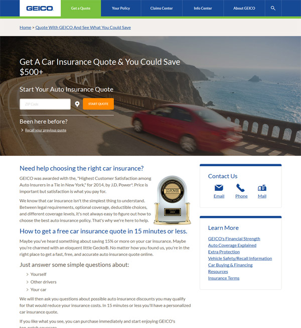 GEICO.com 2014 Redesign - Auto Quote