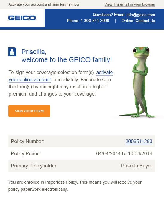 GEICO Email Templates - Welcome