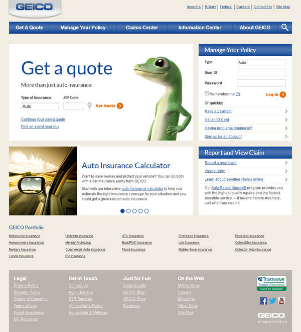 GEICO.com Responsive - Homepage (large)